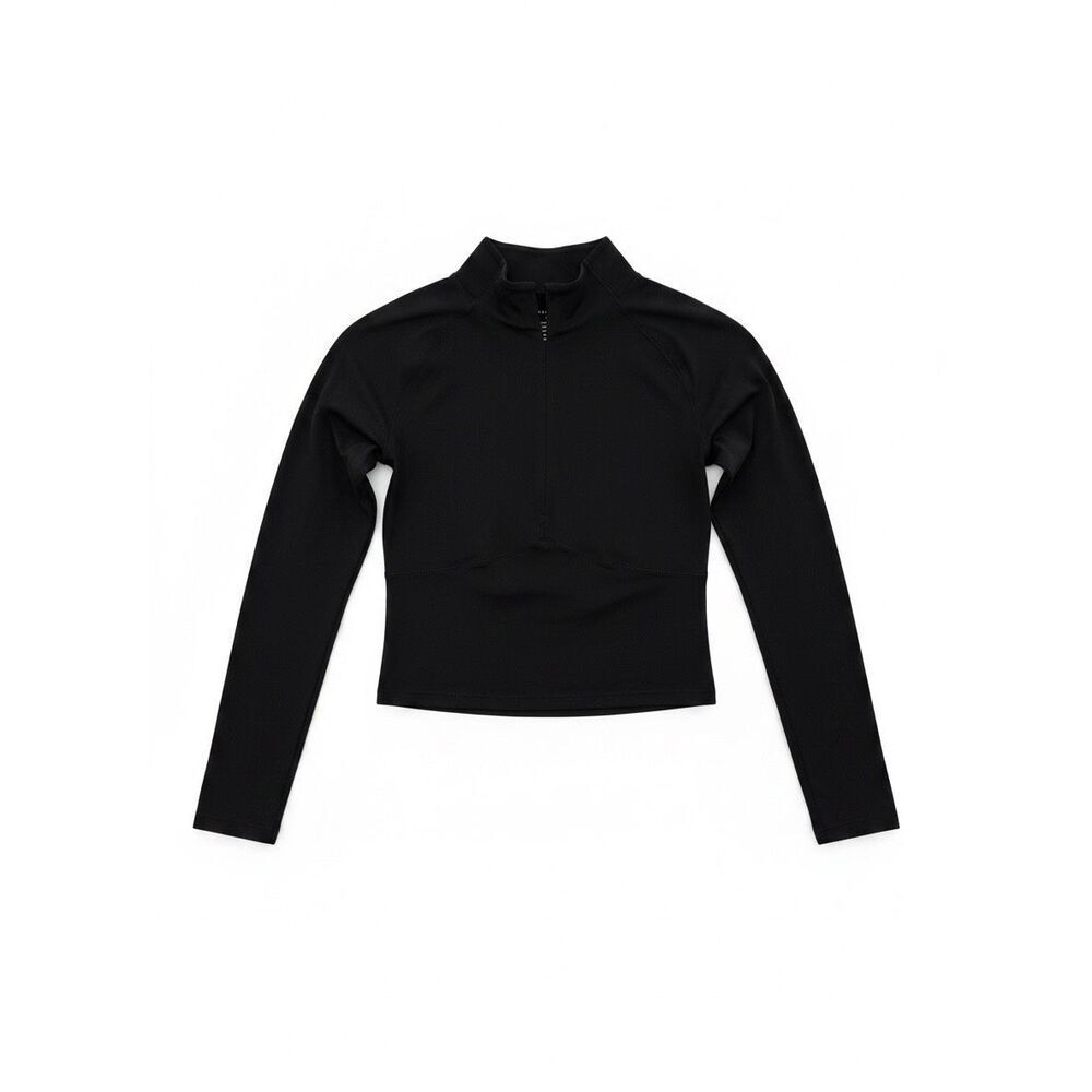 Varley Helena Mid Layer Mockneck Cropped Size Medium Black Long Sleeve